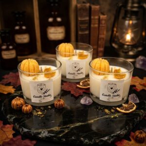Autumn Candle με κολοκύθα και φυλλαράκια