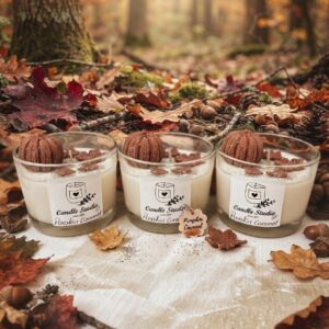 Autumn Candle με κολοκύθα και φυλλαράκια