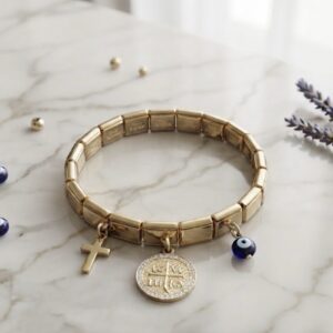 Χρυσό ατσάλινο bracelet με κρεμαστά